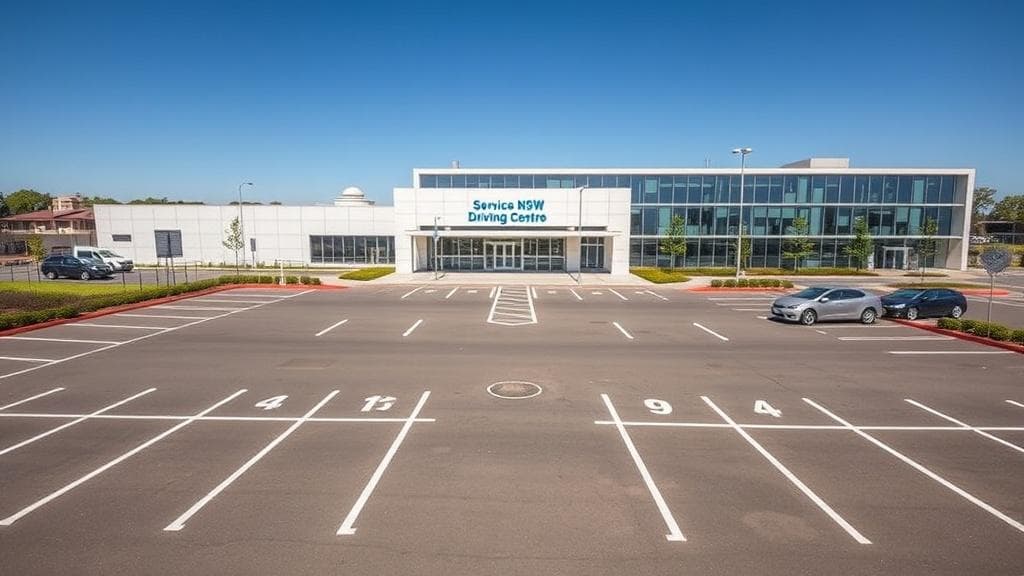 Aerial view of a Service NSW driving test centre in Sydney