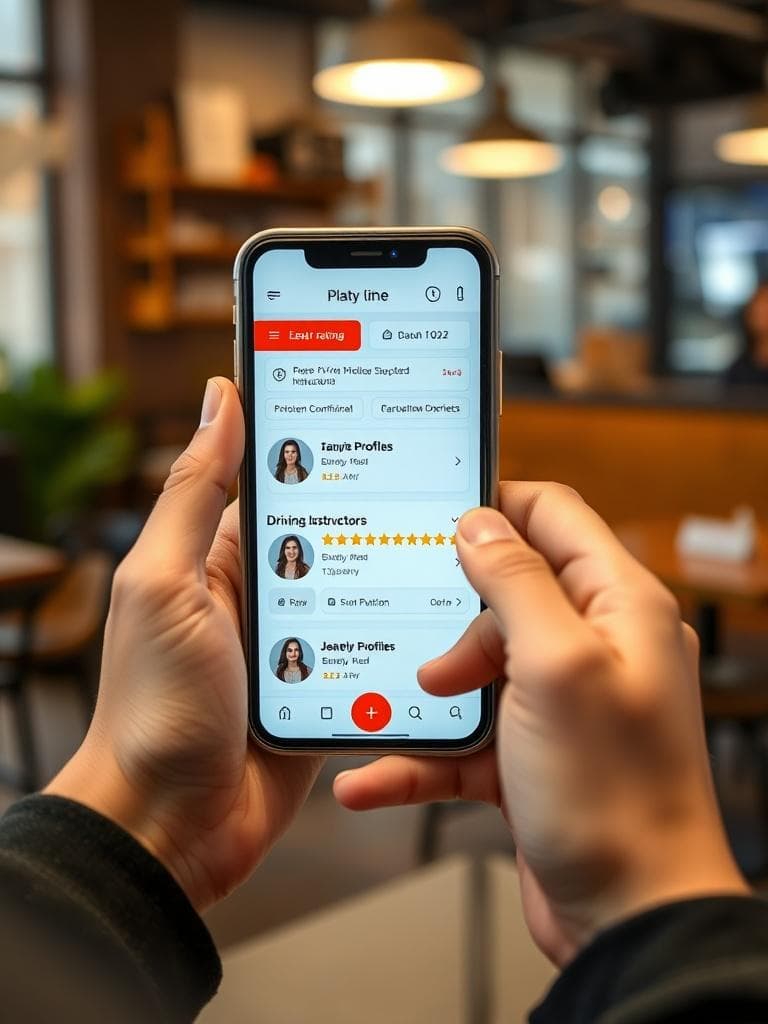 Searching for a driving instructor on a smartphone in Sydney